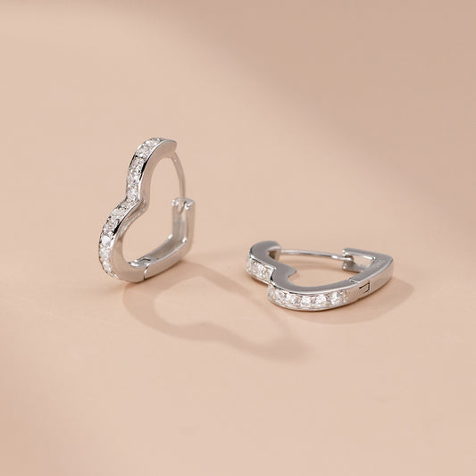 925 sterling silver heart hoop earrings with zircons (5 pairs)