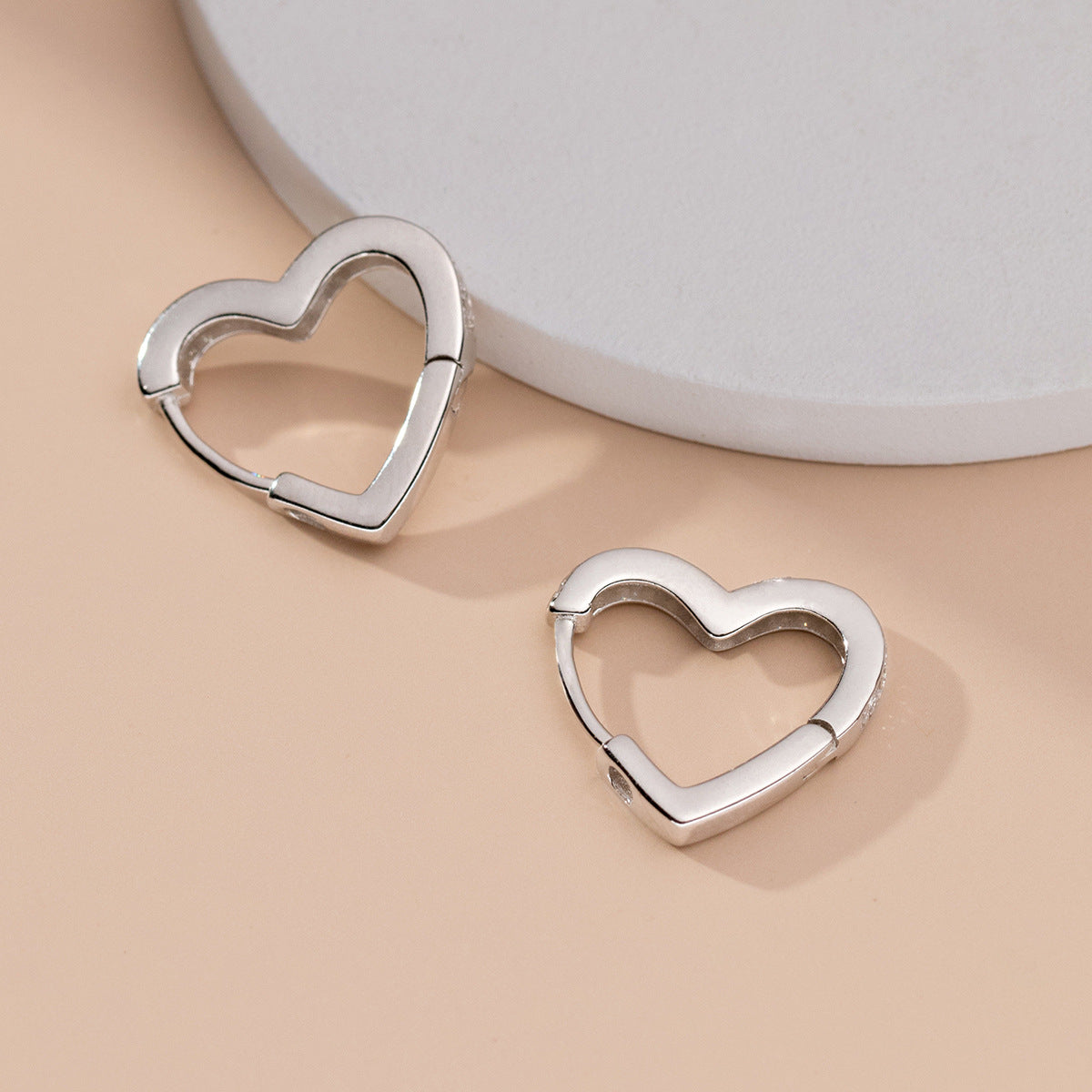 925 sterling silver heart hoop earrings with zircons (5 pairs)