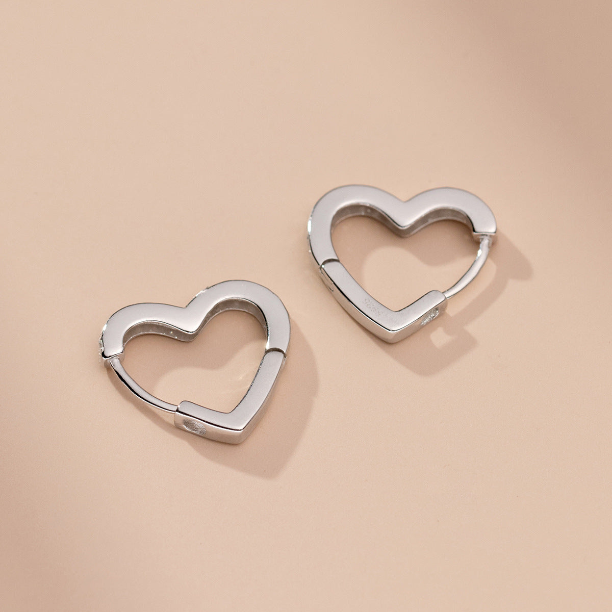 925 sterling silver heart hoop earrings with zircons (5 pairs)