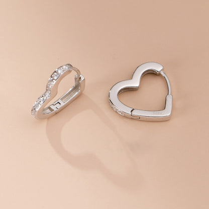 925 sterling silver heart hoop earrings with zircons (5 pairs)