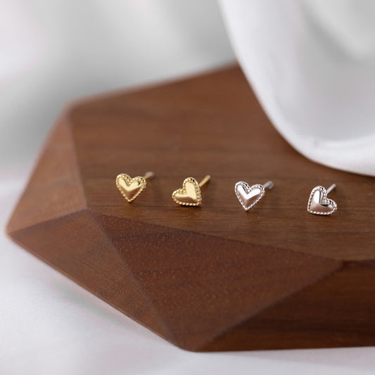 925 sterling silver girls mini heart ear studs (5 pairs)