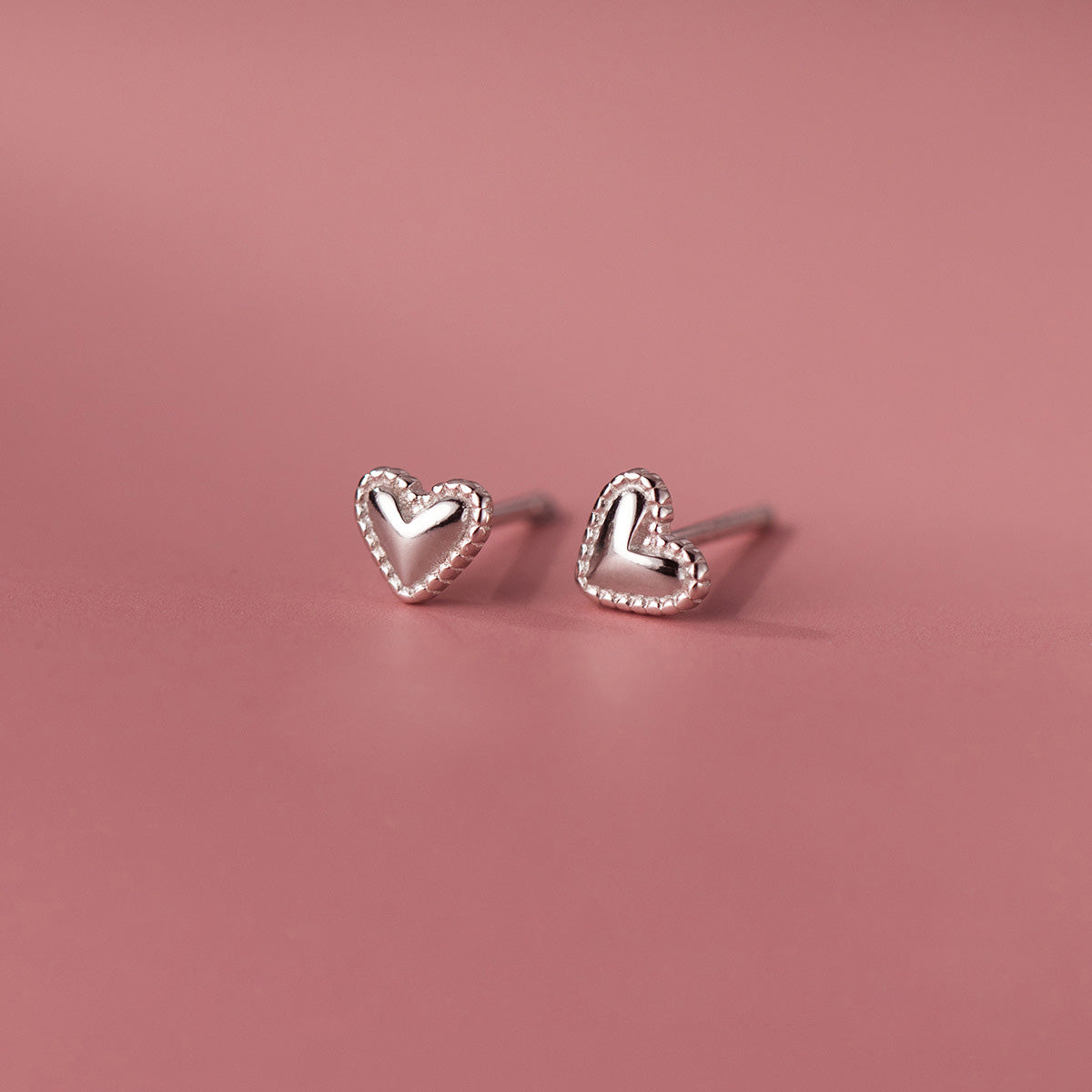 925 sterling silver girls mini heart ear studs (5 pairs)