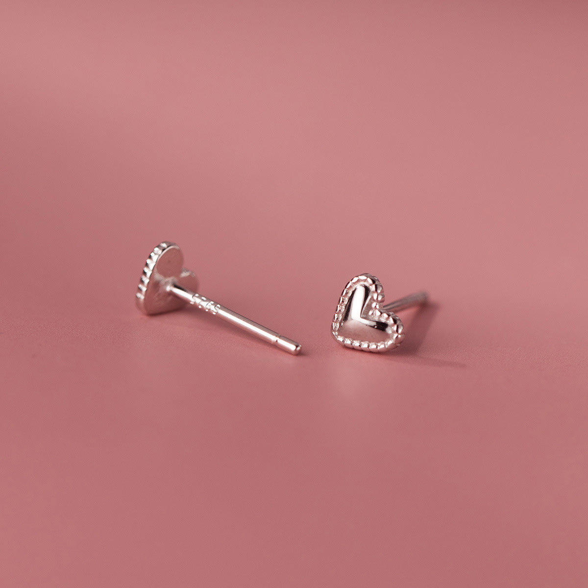 925 sterling silver girls mini heart ear studs (5 pairs)