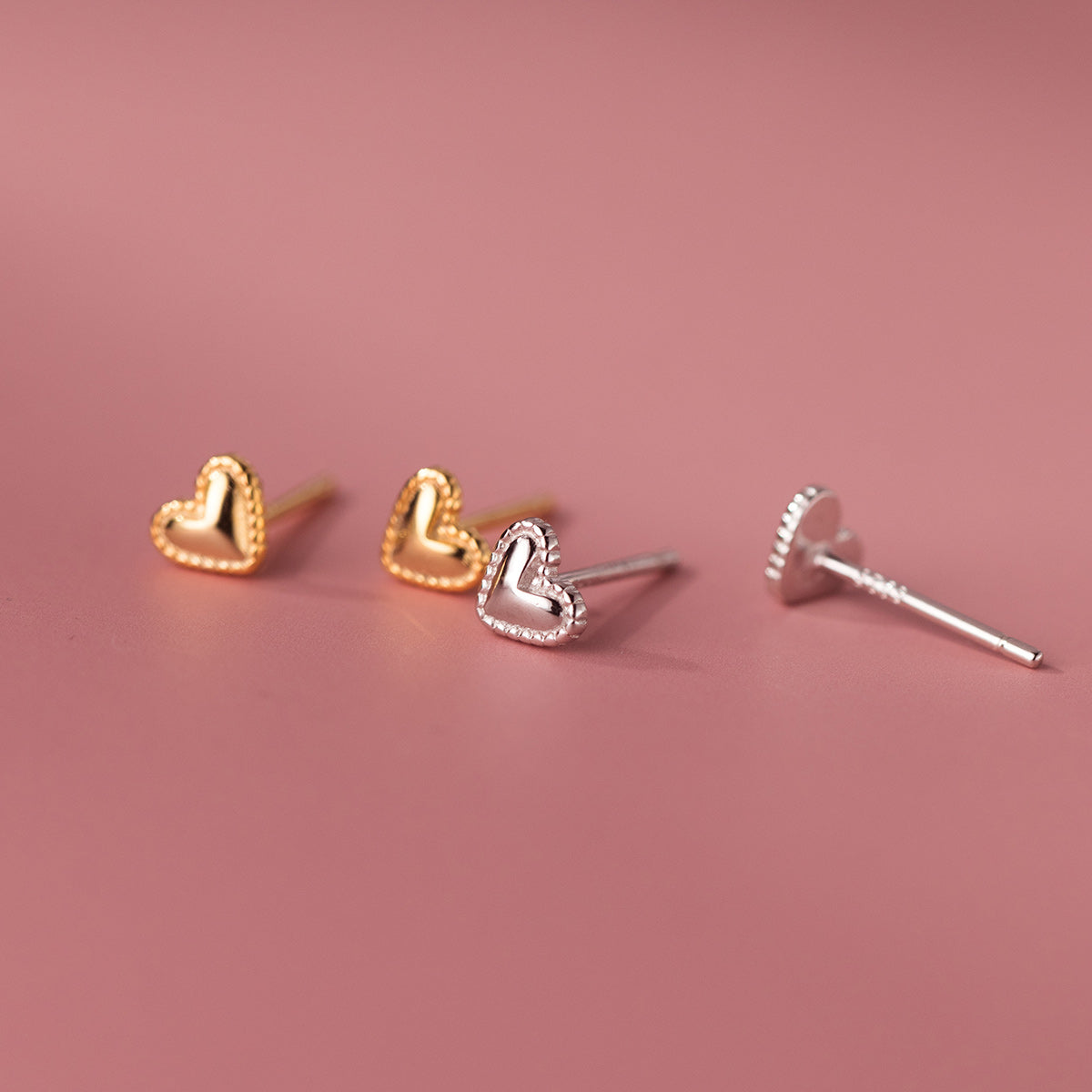 925 sterling silver girls mini heart ear studs (5 pairs)