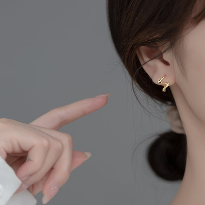 S925 minimalist sculpt cubic wave cuff earrings (5 pairs)