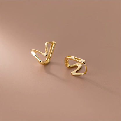 S925 minimalist sculpt cubic wave cuff earrings (5 pairs)