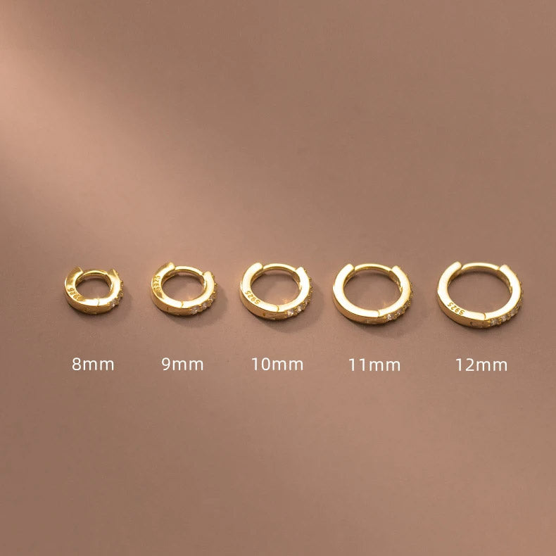 925 sterling silver small simple zircon huggies hoop earrings (5 pair)