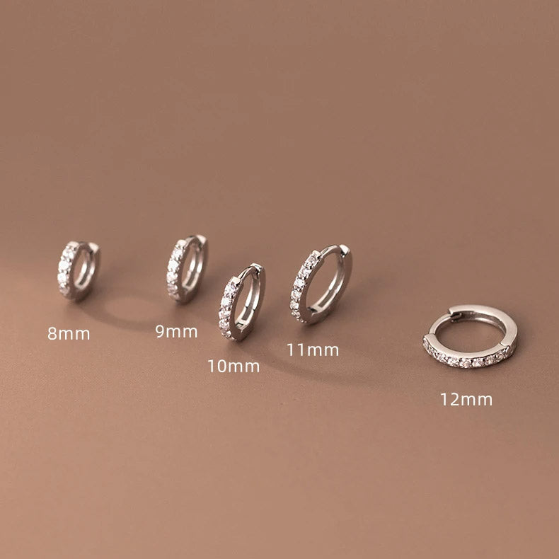 925 sterling silver small simple zircon huggies hoop earrings (5 pair)