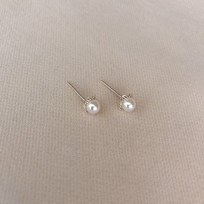 925 sterling silver single pearl piercing stud earrings (5 pairs)