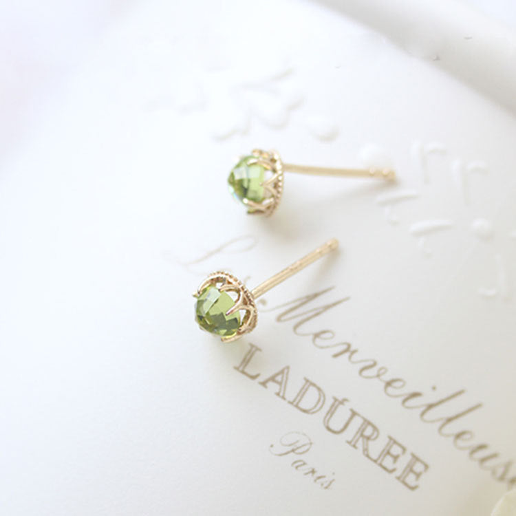 925 sterling silver 18K gold plated peridot stud earrings (5 pairs)