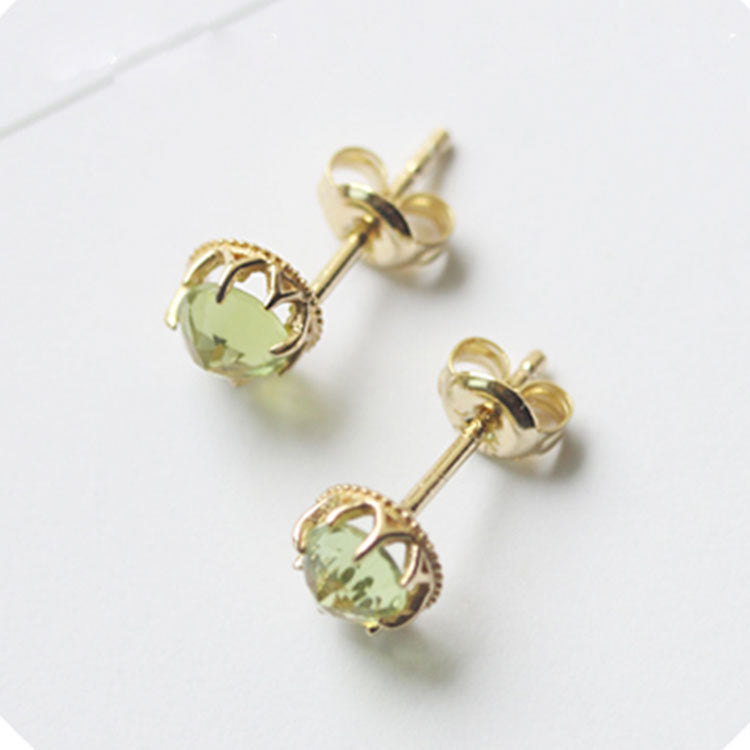 925 sterling silver 18K gold plated peridot stud earrings (5 pairs)