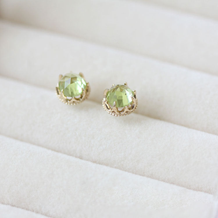 925 sterling silver 18K gold plated peridot stud earrings (5 pairs)