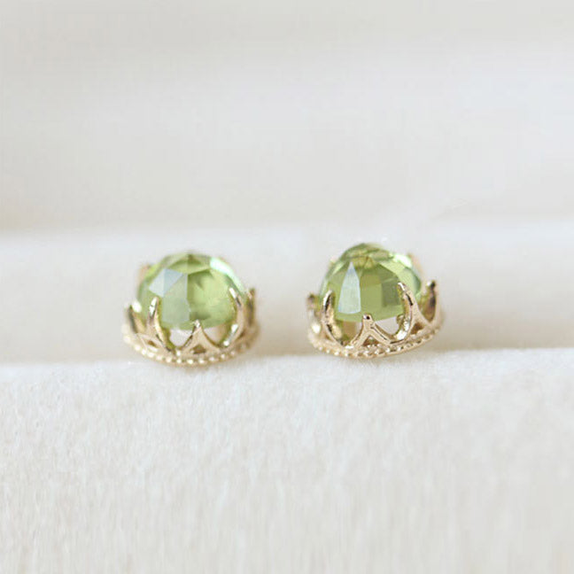 925 sterling silver 18K gold plated peridot stud earrings (5 pairs)