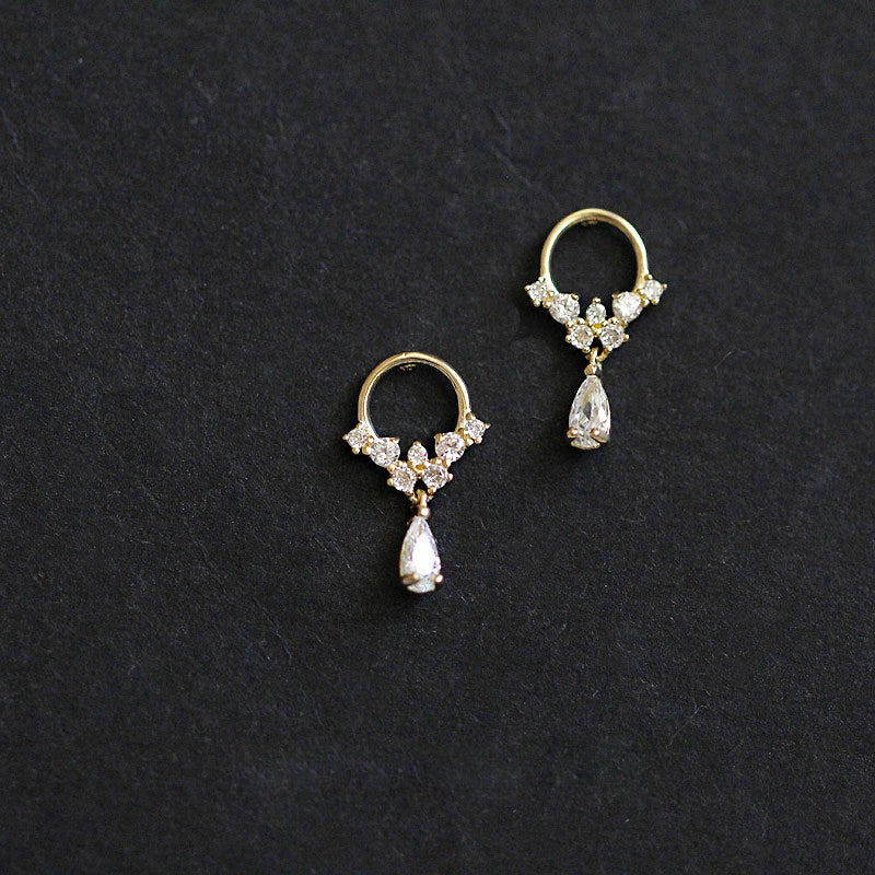 Pendientes aros lágrima plata 925 oro circonitas (10 pares)