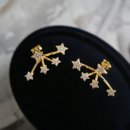 925 sterling silver claw shining mini star zircon stud earring (5 pairs)