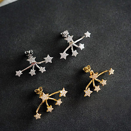 925 sterling silver claw shining mini star zircon stud earring (5 pairs)