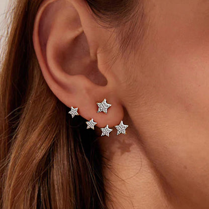 925 sterling silver claw shining mini star zircon stud earring (5 pairs)