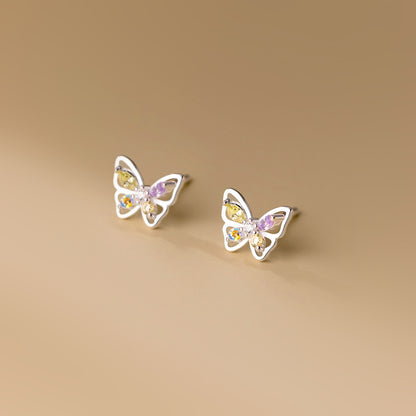 Pendientes de mariposa con circonitas en plata de ley 925 (10 pares)