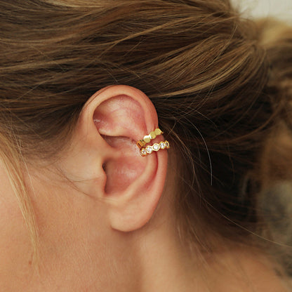 Ear cuff no coincidente sin piercing plata 925 chapada en oro (10 pares)