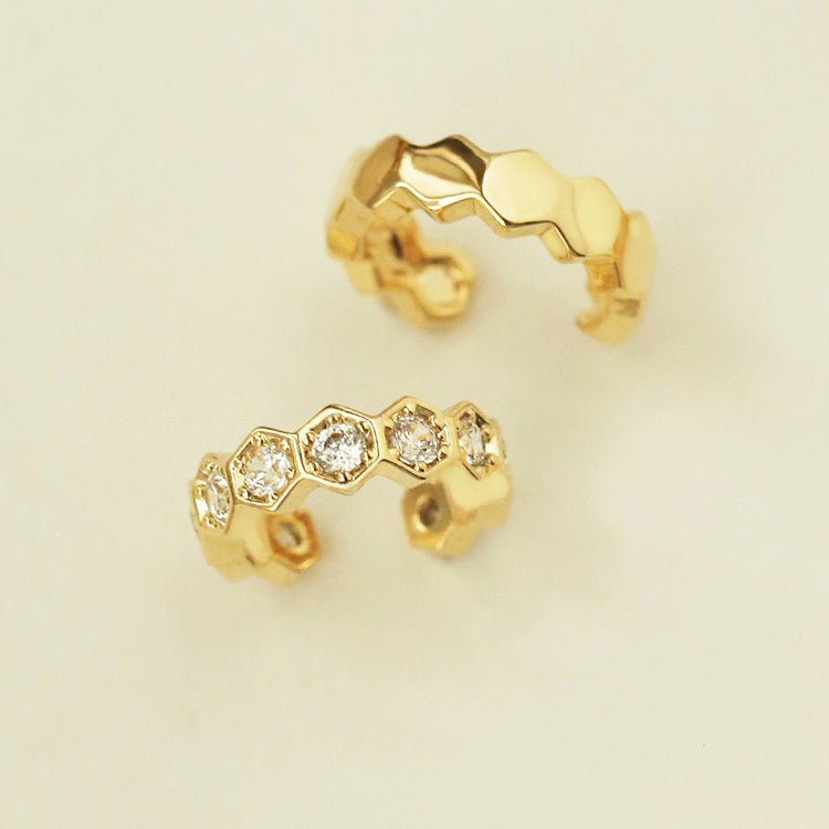 Ear cuff no coincidente sin piercing plata 925 chapada en oro (10 pares)