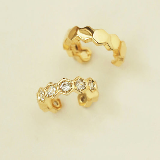 Ear cuff no coincidente sin piercing plata 925 chapada en oro (10 pares)