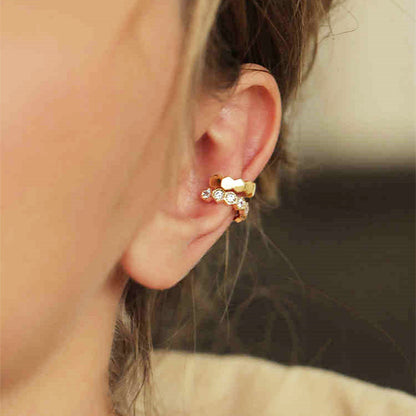 Ear cuff no coincidente sin piercing plata 925 chapada en oro (10 pares)