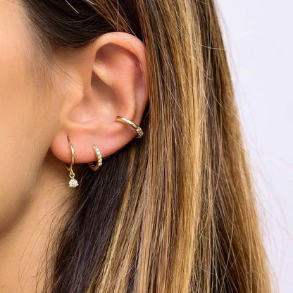 Pendientes aros pequeños con microincrustaciones de circonitas en plata de ley 925 (10 pares)