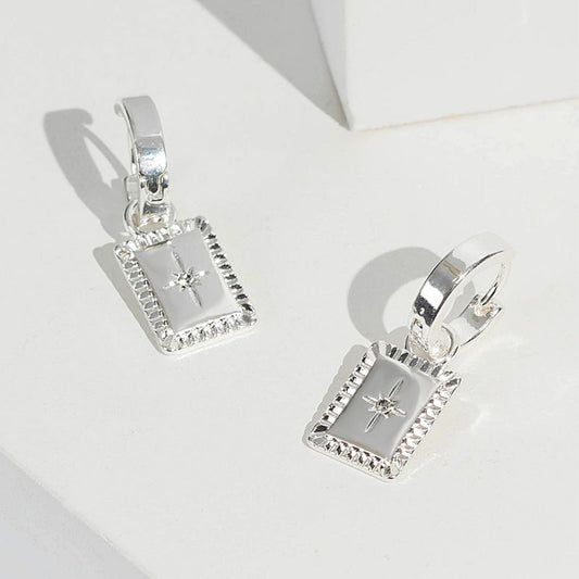 925 sterling silver celestial square charm dangle earrings Set of 5