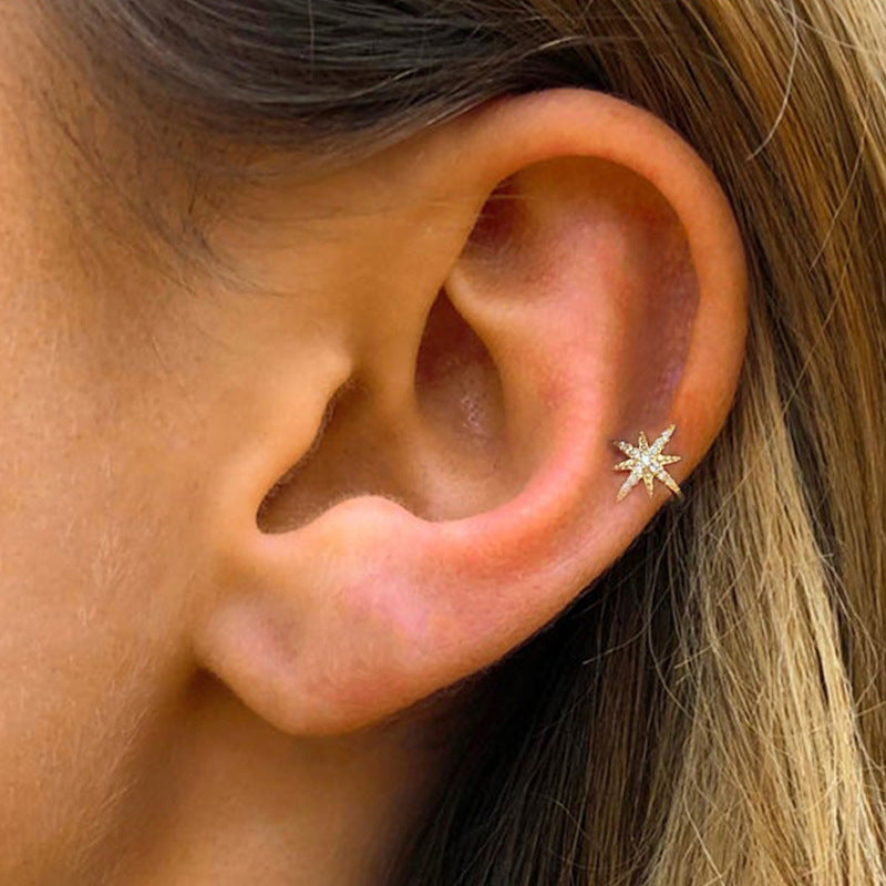 Pendientes ear cuff de plata de ley 925 con circonitas starburst (10 piezas)