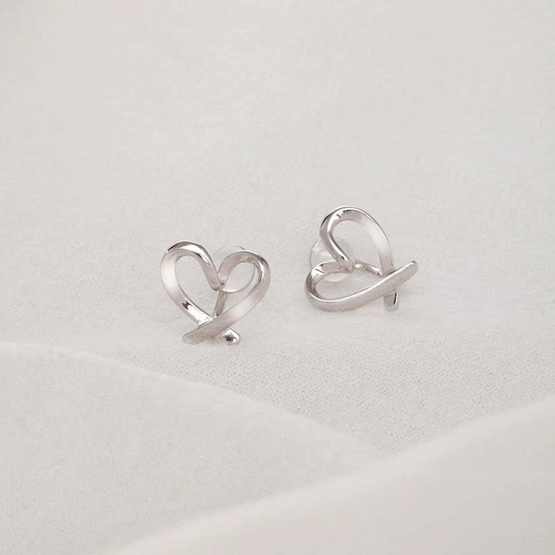 925 sterling silver non-pierced heart ear clip earrings (5 pairs)