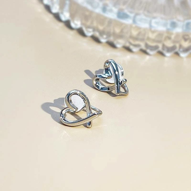 925 sterling silver non-pierced heart ear clip earrings (5 pairs)