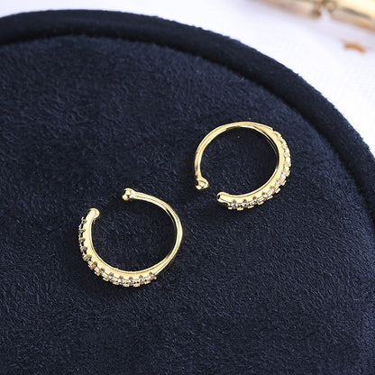 Pendientes ear cuff de plata de ley 925 sin perforar con circonitas incrustadas (10 pares)