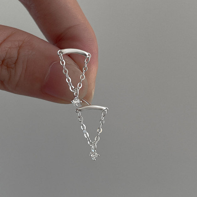 Boucles d'oreilles percées en argent sterling 925 avec chaîne à pampilles en hélice cachée (10 pièces)