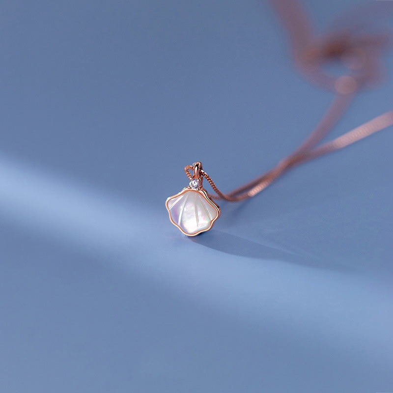 Sterling silver seashell mother of pearl sea shell shape pendant necklace Set of 5