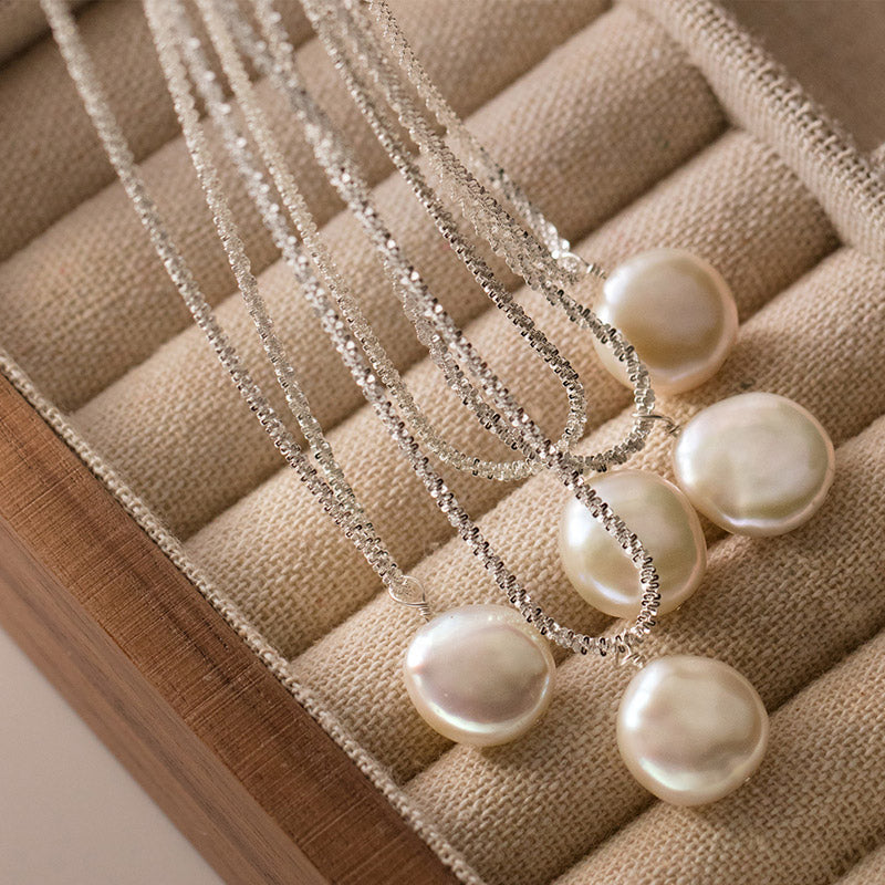 925 silver vintage baroque pearl bling chain necklace set of 5