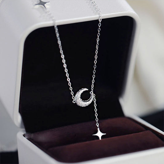 925 silver moon scrub pendant star tassel necklace set of 5