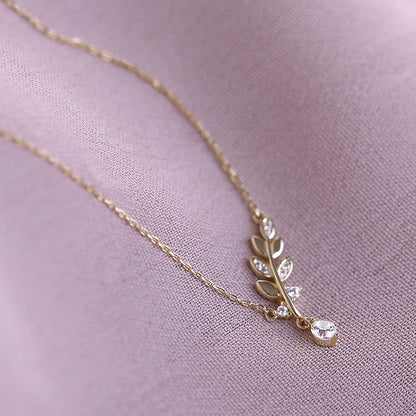 925 sterling silver delicate small CZ leaf necklace Set of 5