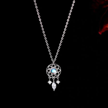 925 silver moonlight stone dreamcatcher water drop pendant necklace set of 5