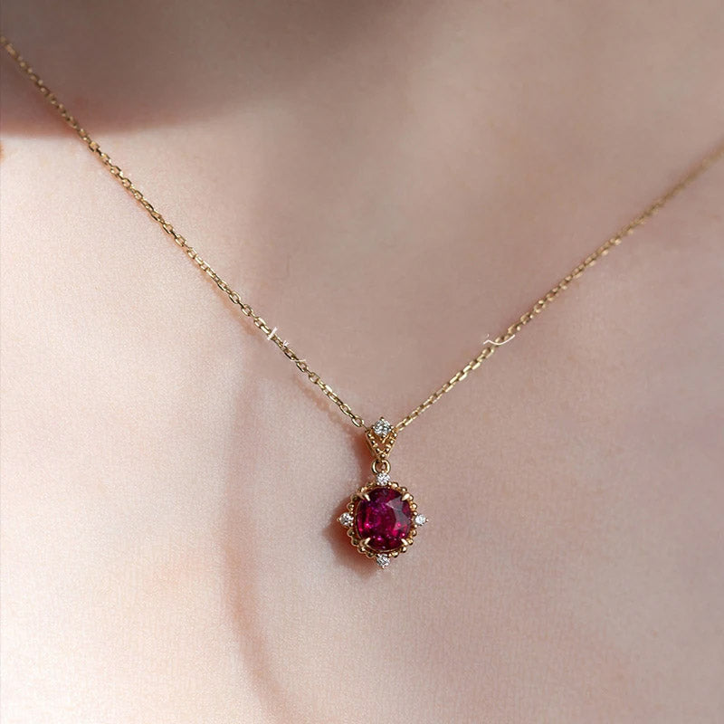 925 sterling silver 18k gold vintage ruby pendant necklace set of 5