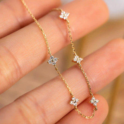 925 silver 18k gold tiny zircon flower Bracelet Set of 5