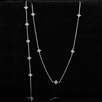 925 silver zircon tiny 4 leaf flower charm chain necklace set of 5