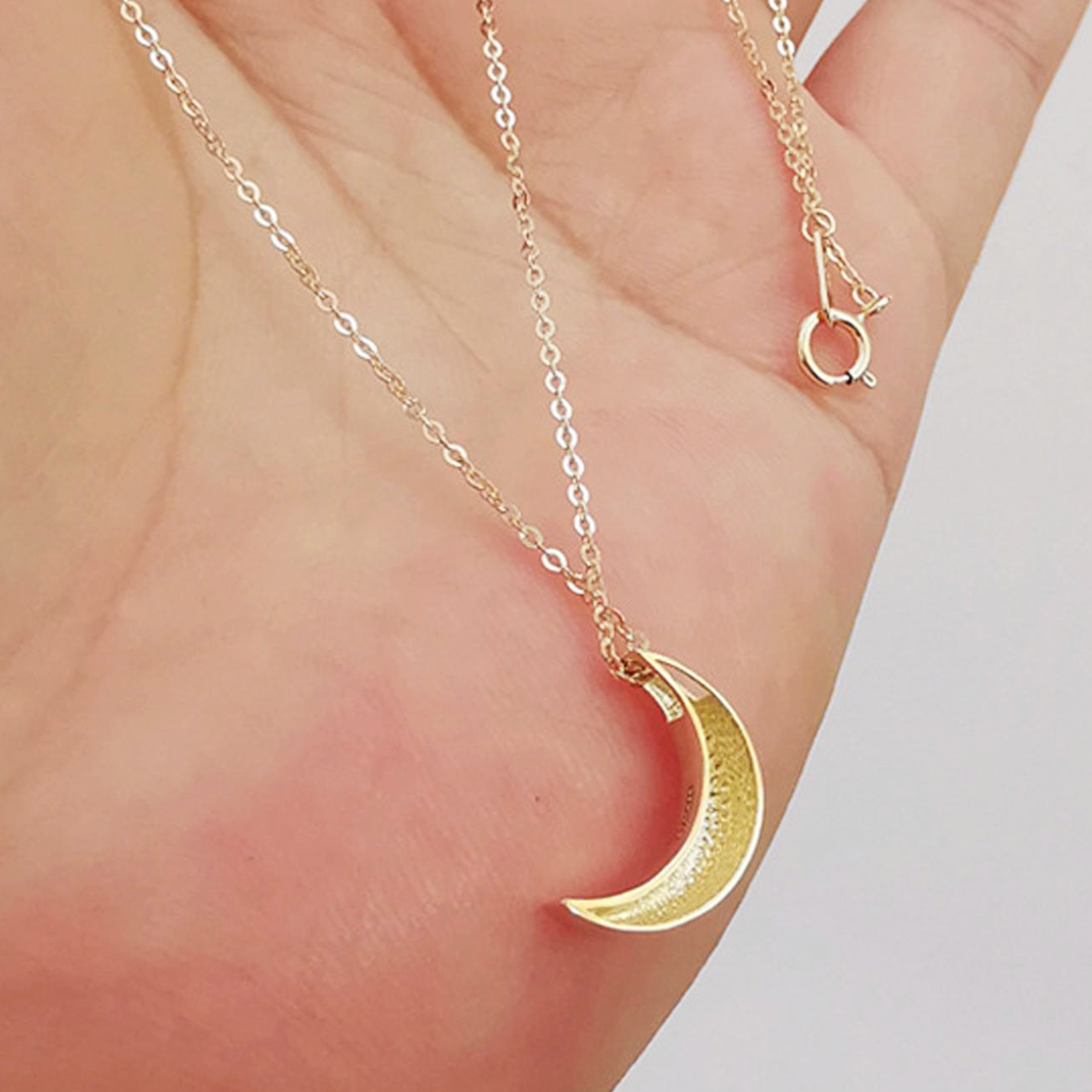 925 sterling silver gold small moon pendant necklace set of 5