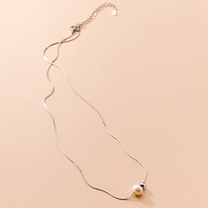 925 sterling silver pearl snake chain necklace Set of 5