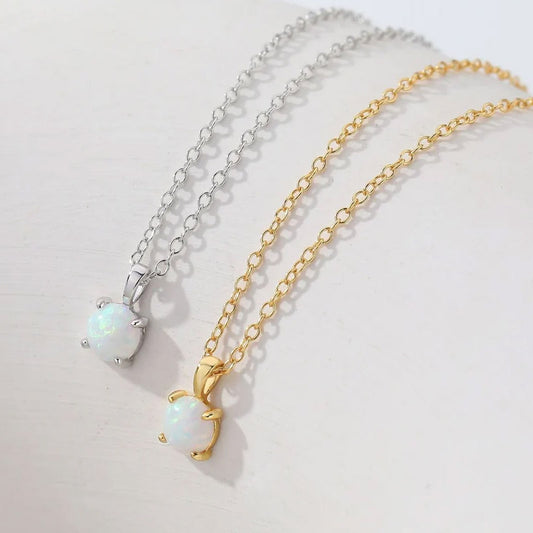 925 silver small single four-claw 4mm opal stone necklace set of 5