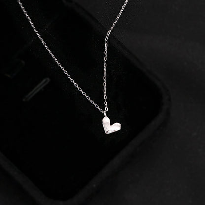 925 sterling silver simple chic minimalist heart shape necklace Set of 5