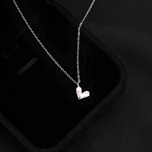 Collar minimalista con forma de corazón, sencillo, elegante, de plata de ley 925, juego de 10