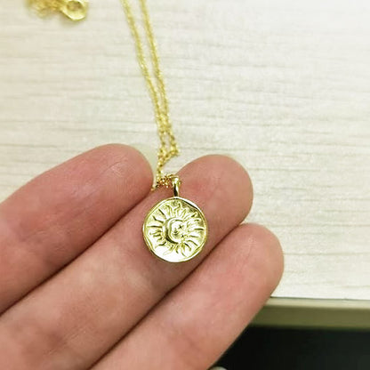 925 sterling silver gold sun coin pendant necklace set of 5