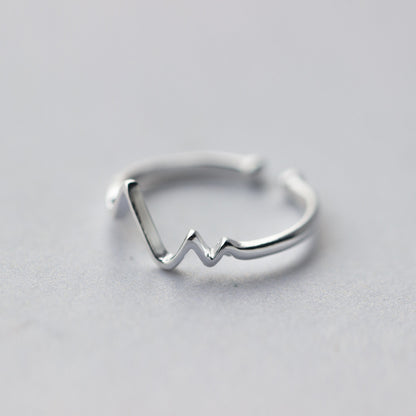 925 sterling silver women adjustable heartbeat ring Set of 5