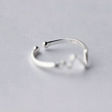 925 sterling silver women adjustable heartbeat ring Set of 5