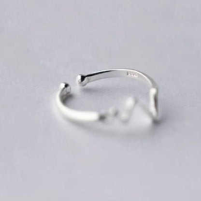 925 sterling silver women adjustable heartbeat ring Set of 5